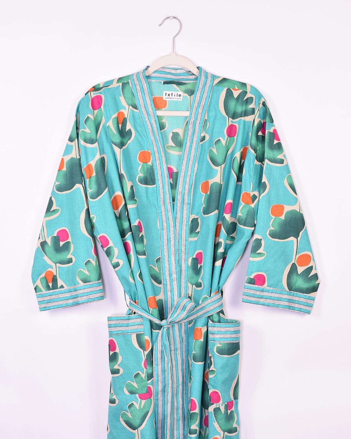 Txtile Lightweight Cotton Robe - Cactus Blooms Print