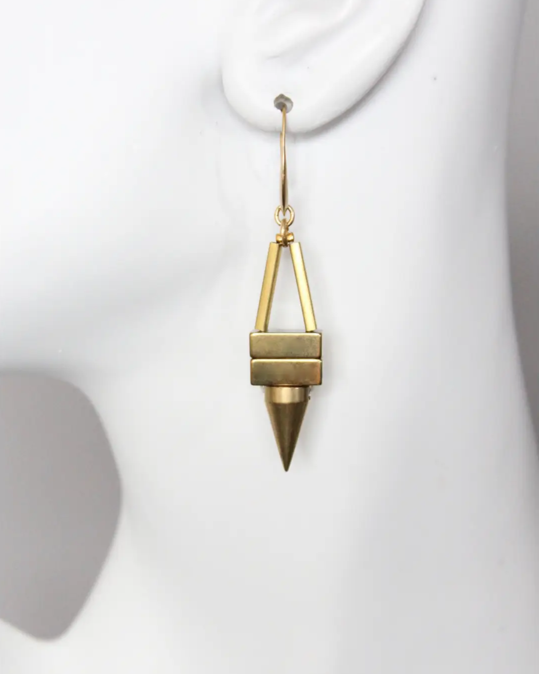 David Aubrey Geometric Hematite and Brass Spike Earrings