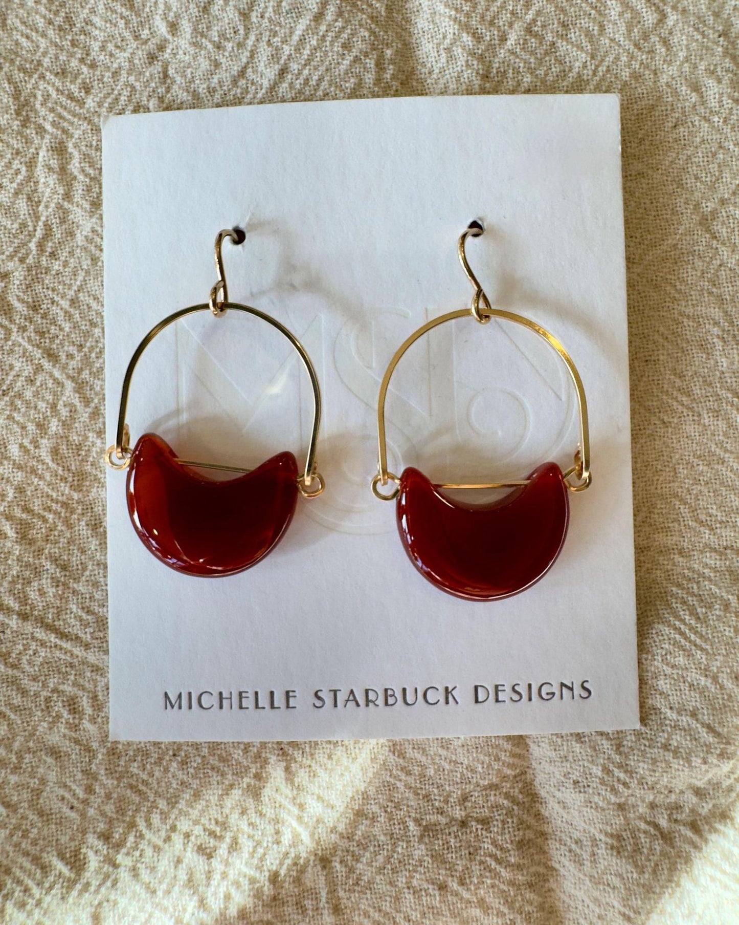 Michelle Starbuck Eclipse Earrings in Carnelian & Gold