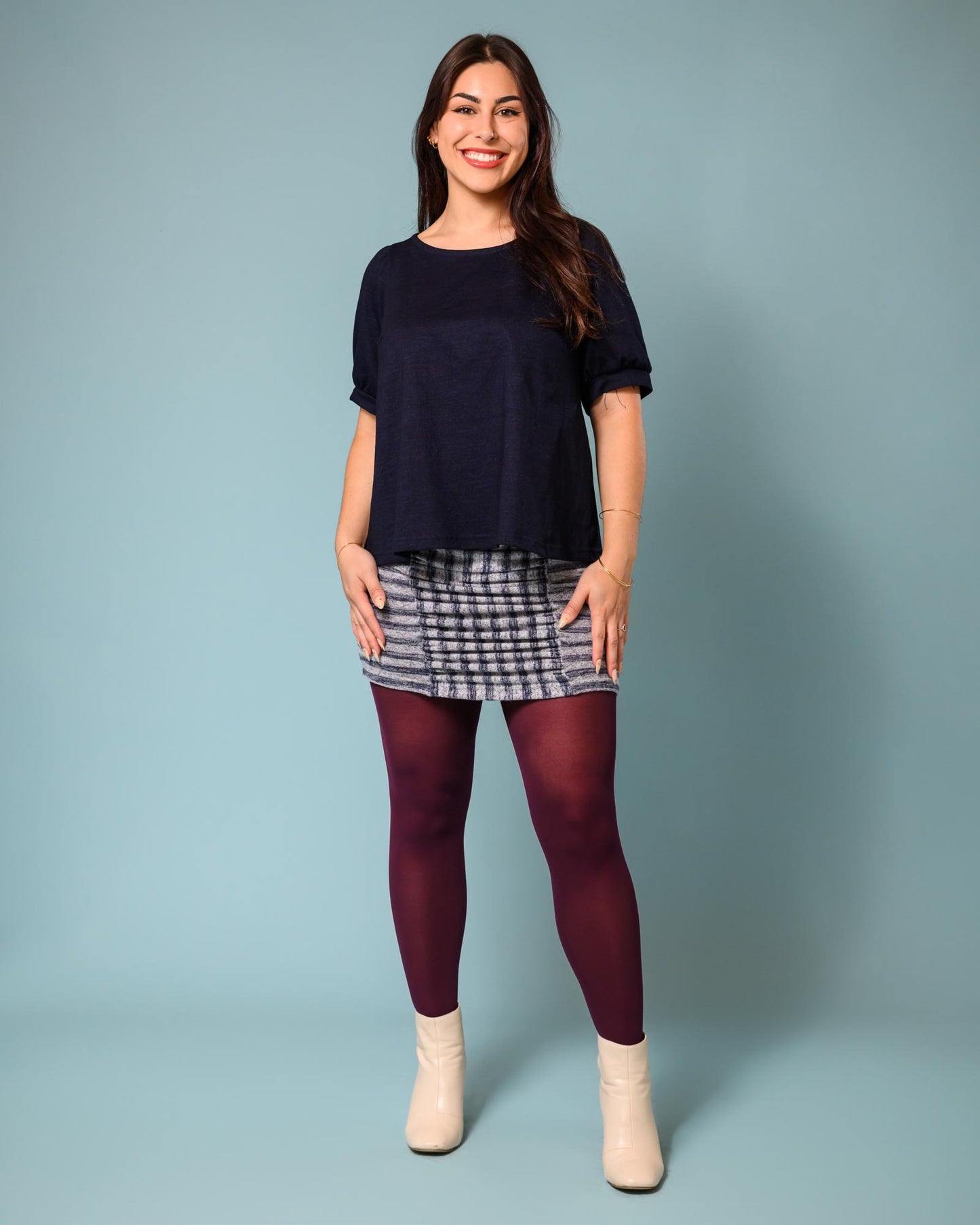 Squasht Puff Sleeve Top in Deep Midnight Blue