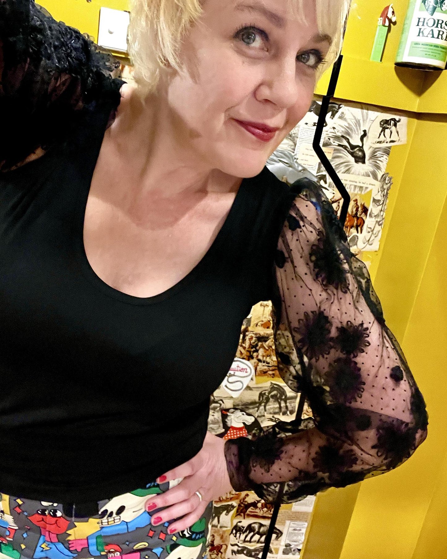 Squasht Lexi Lace Sleeve Top in Noir Black - Last One - Size Small - FINAL SALE