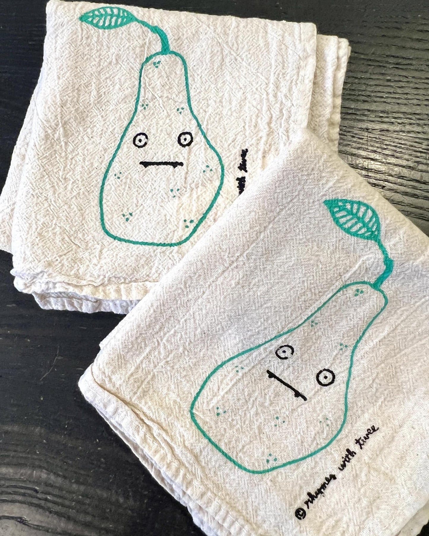 Rhymes With Twee Fanged Fruit Tea Towel - Percy Pear