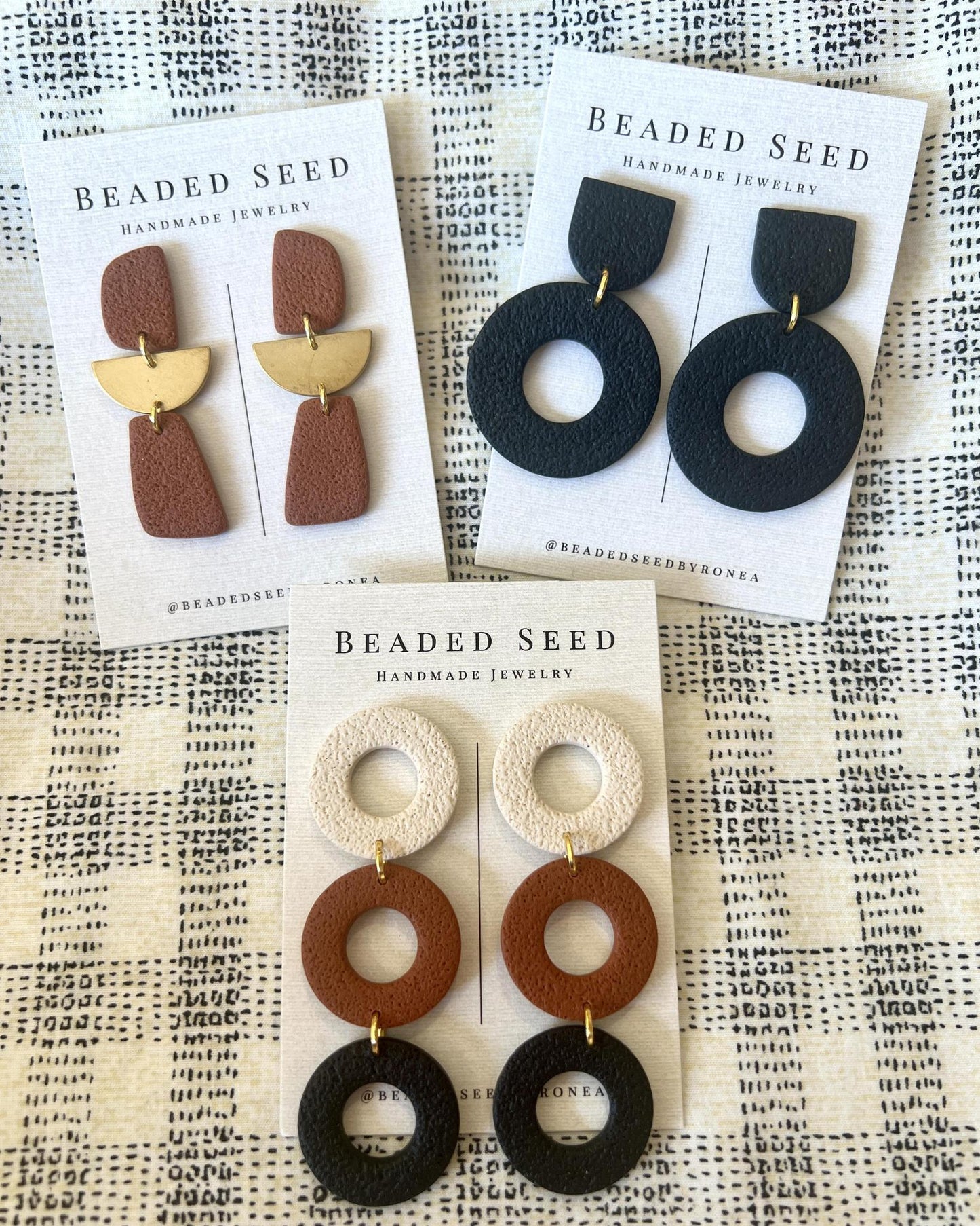 Beaded Seed by Ronea Spot Earrings in Terracotta