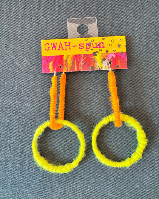 GWAH-spun Hoop Earrings - Double Orange and Yellow
