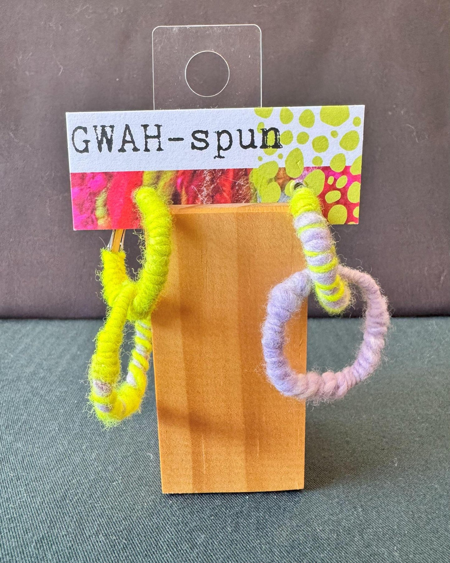 GWAH-spun Hoop Earrings - Double Yellow & Lavender Multicolor