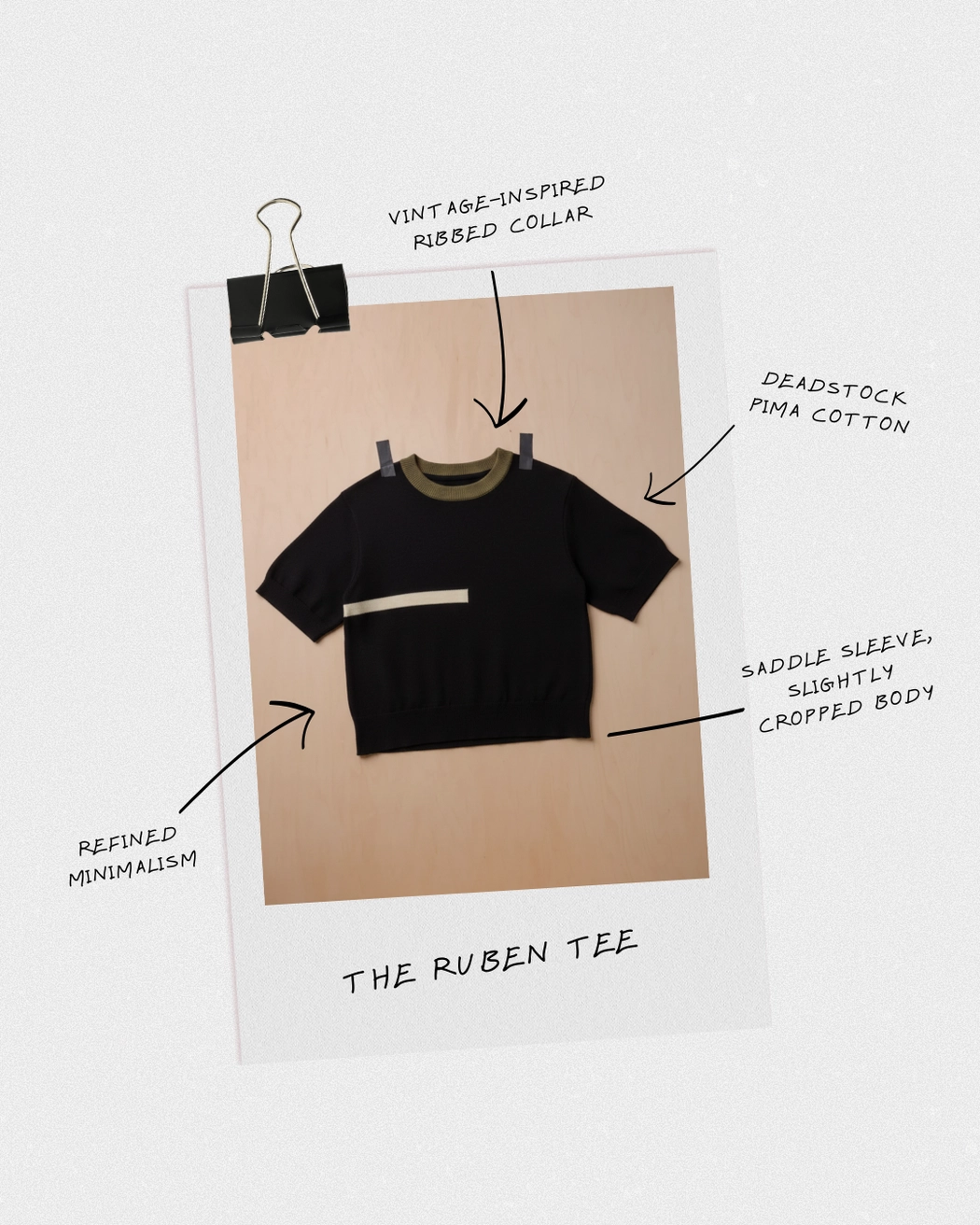 The Endery Ruben Short Sleeve Sweater Tee in Anthracite (Black/Olive/Cream)
