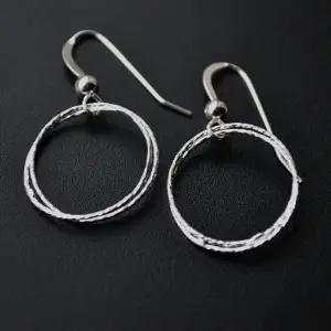 Sosie Designs Silver Circle Diamond Cut Earrings