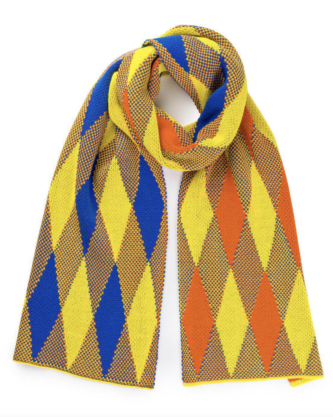 Verloop Argyle Big Scarf Yellow Cobalt