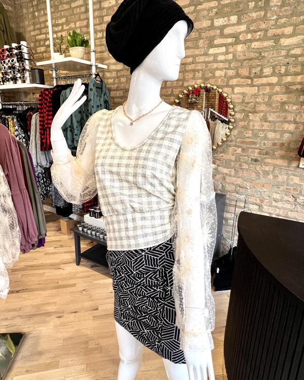 Squasht Lexi Lace Sleeve Top in Winter White - SALE - Small, XL - FINAL SALE