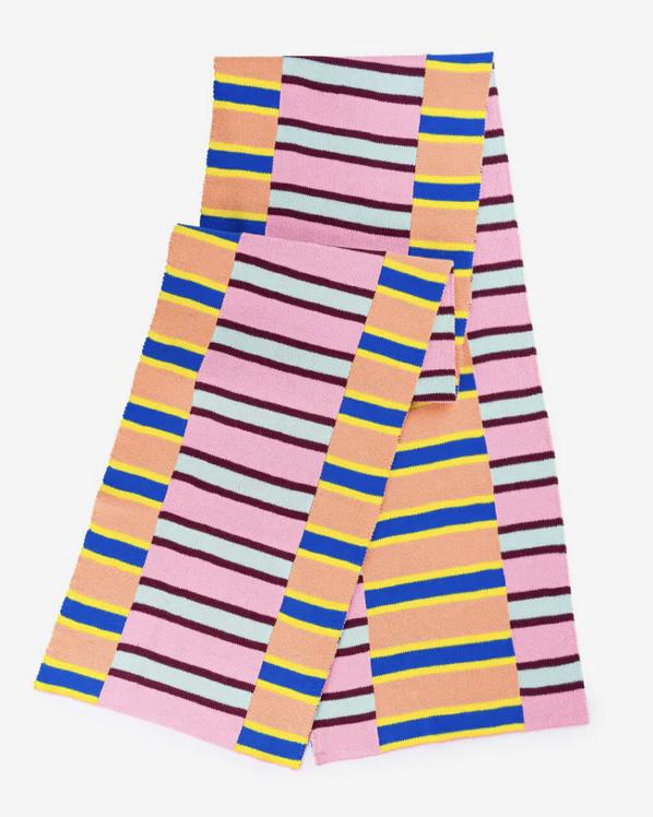 Verloop Zipper Stripe Big Scarf in Peach Cobalt