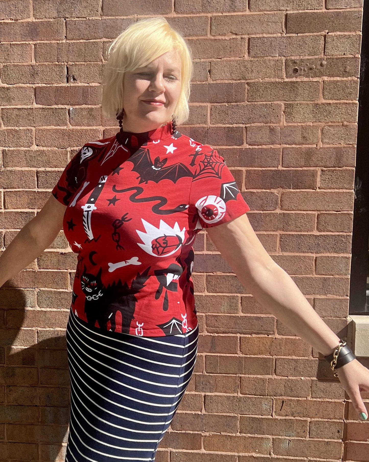 Nooworks Mock Neck Top in Pippa Print - SALE - Last One - Size XL