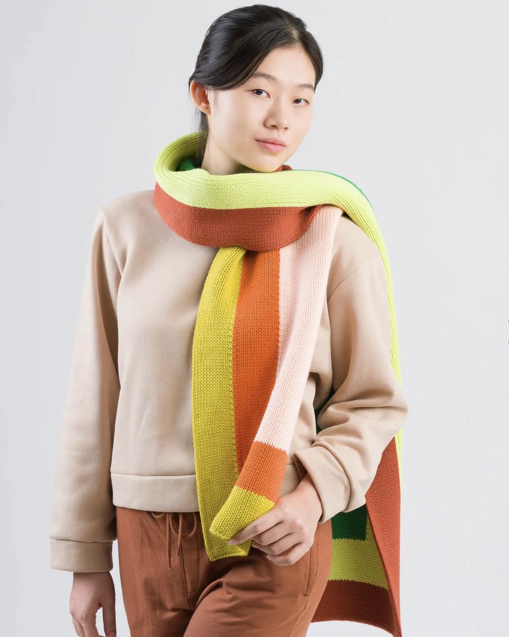 Verloop Corner Color Block Big Scarf in Rust