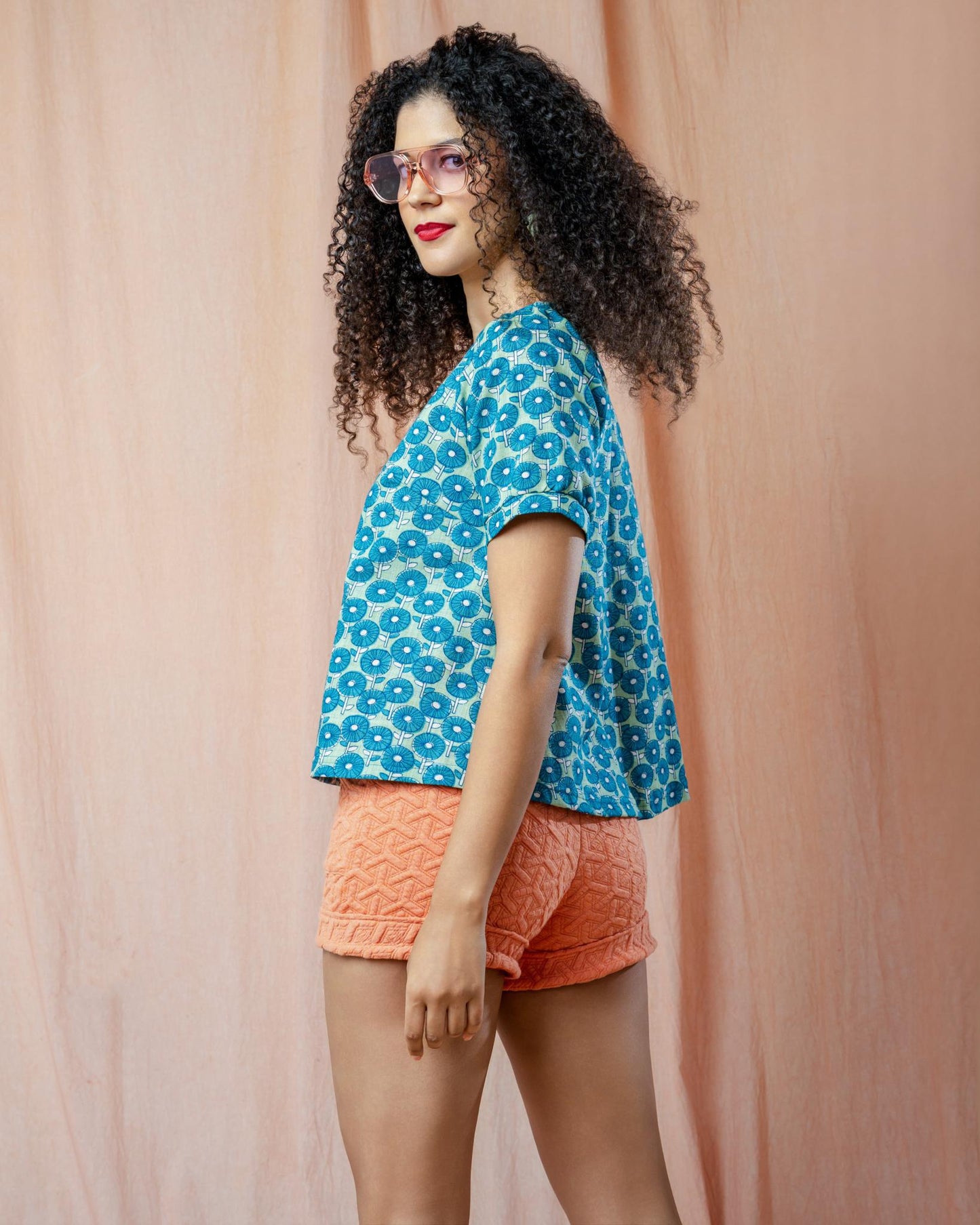 Squasht Short Shorts in Textured Orange Sherbet - SALE - Size Small, Large, 2XL