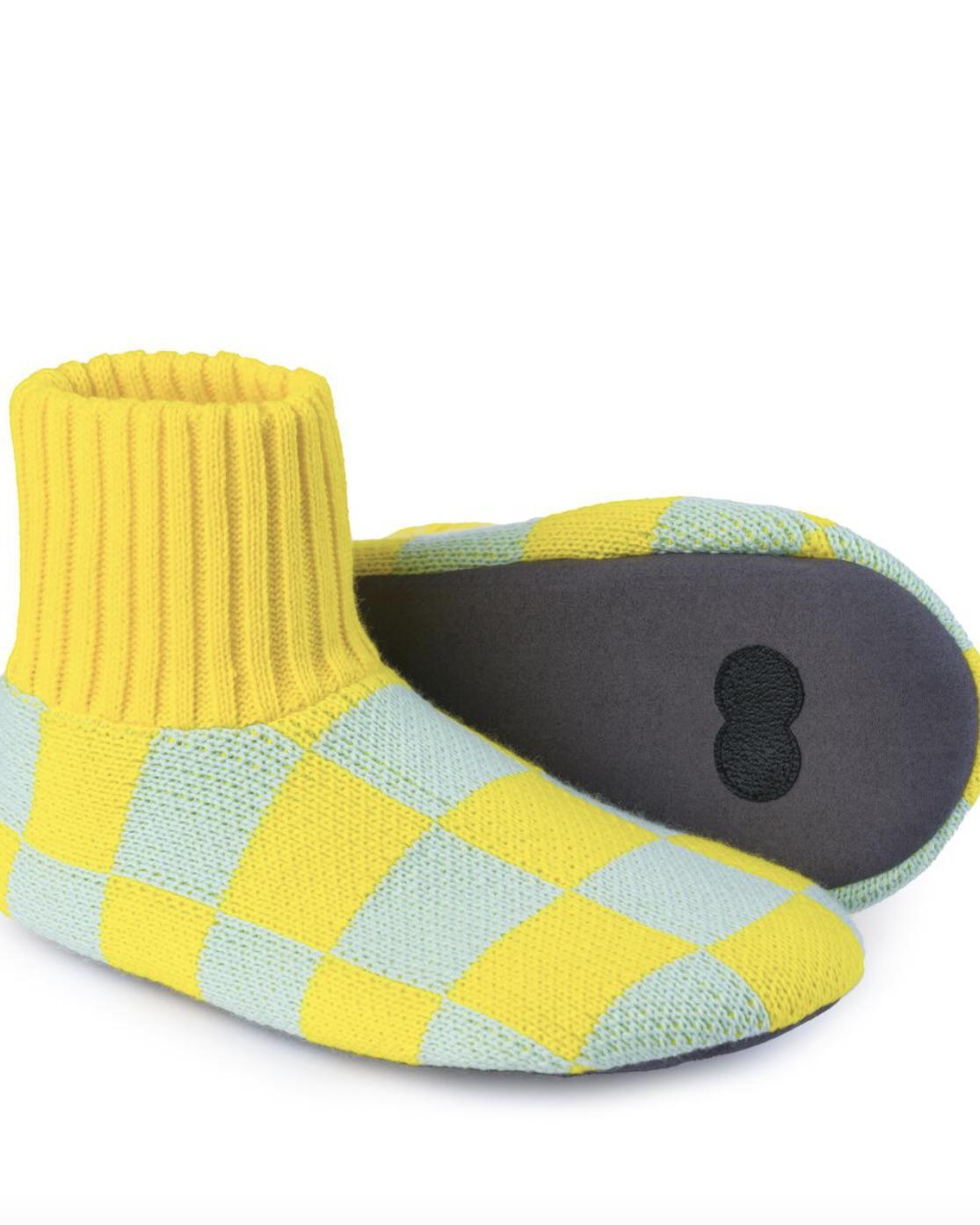 Verloop Checkerboard Sock Slipper Jade Yellow