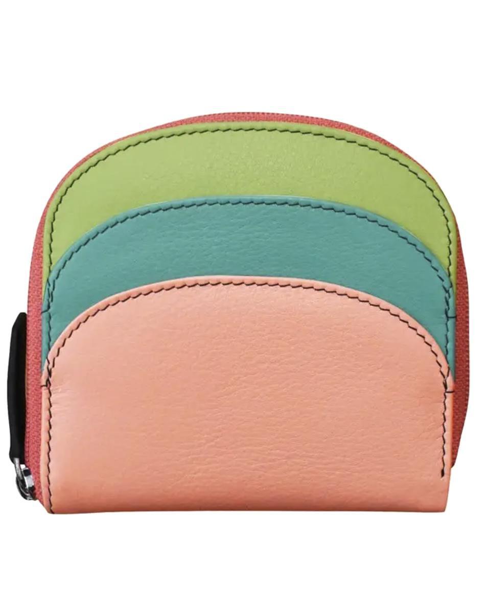 ili Leather Mini Dome Wallet in Peach Multi