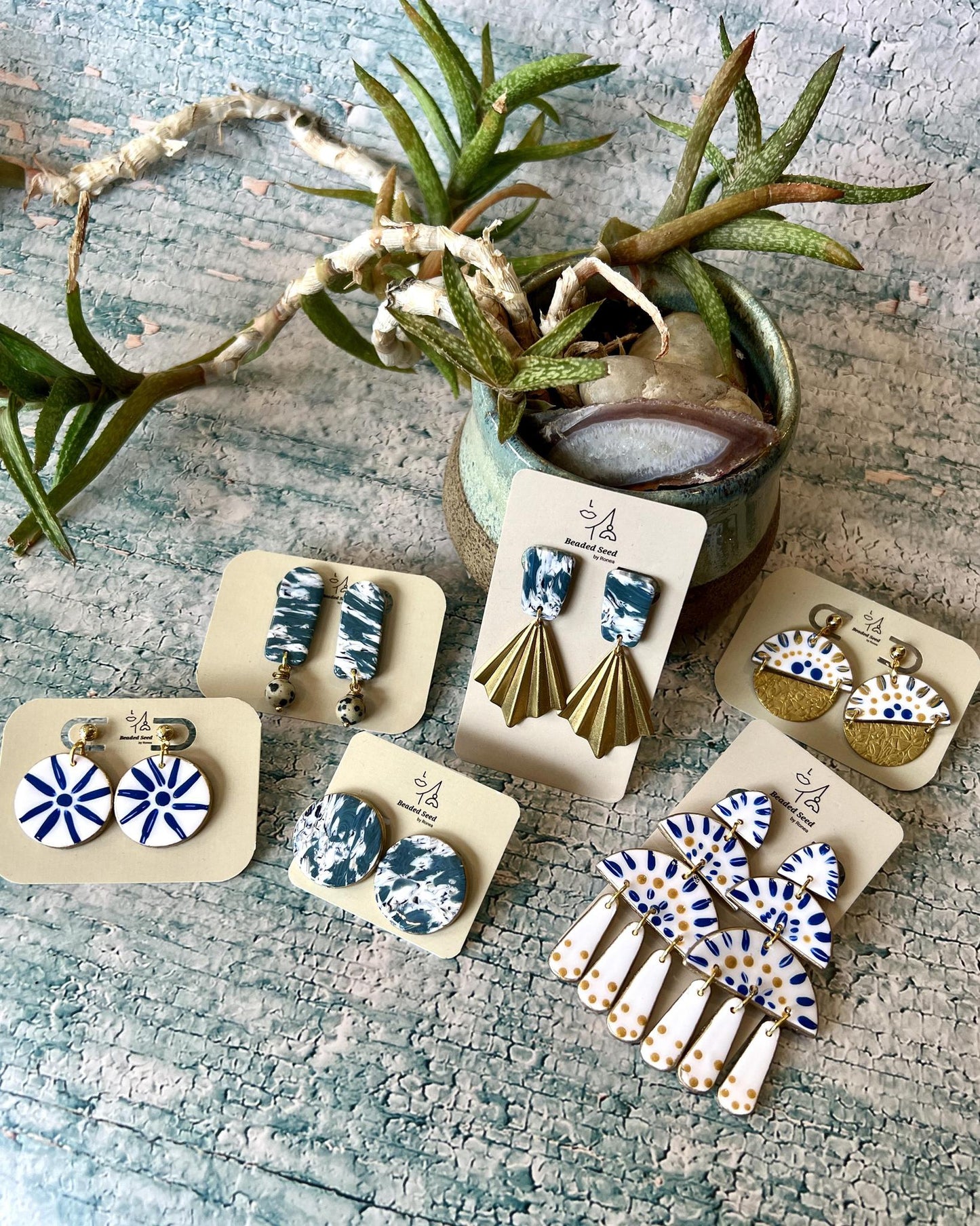 Beaded Seed by Ronea Hoti Stud Dangle Earrings