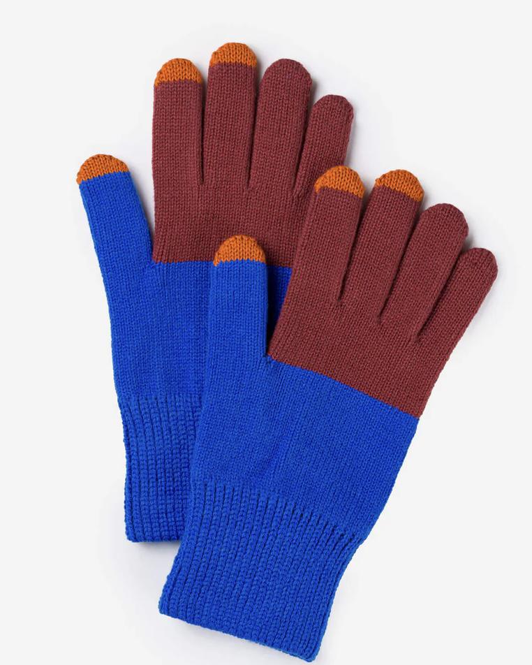 Verloop Color Block Touchscreen Gloves in Rust Cobalt
