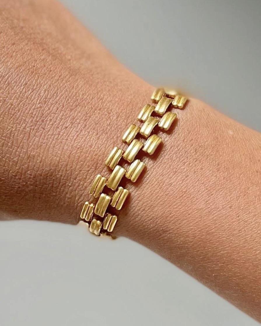 David Aubrey Gold Chain Brick Bracelet