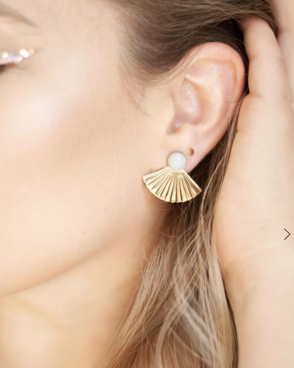 Michelle Starbuck Pleat Jacket Earrings Opal