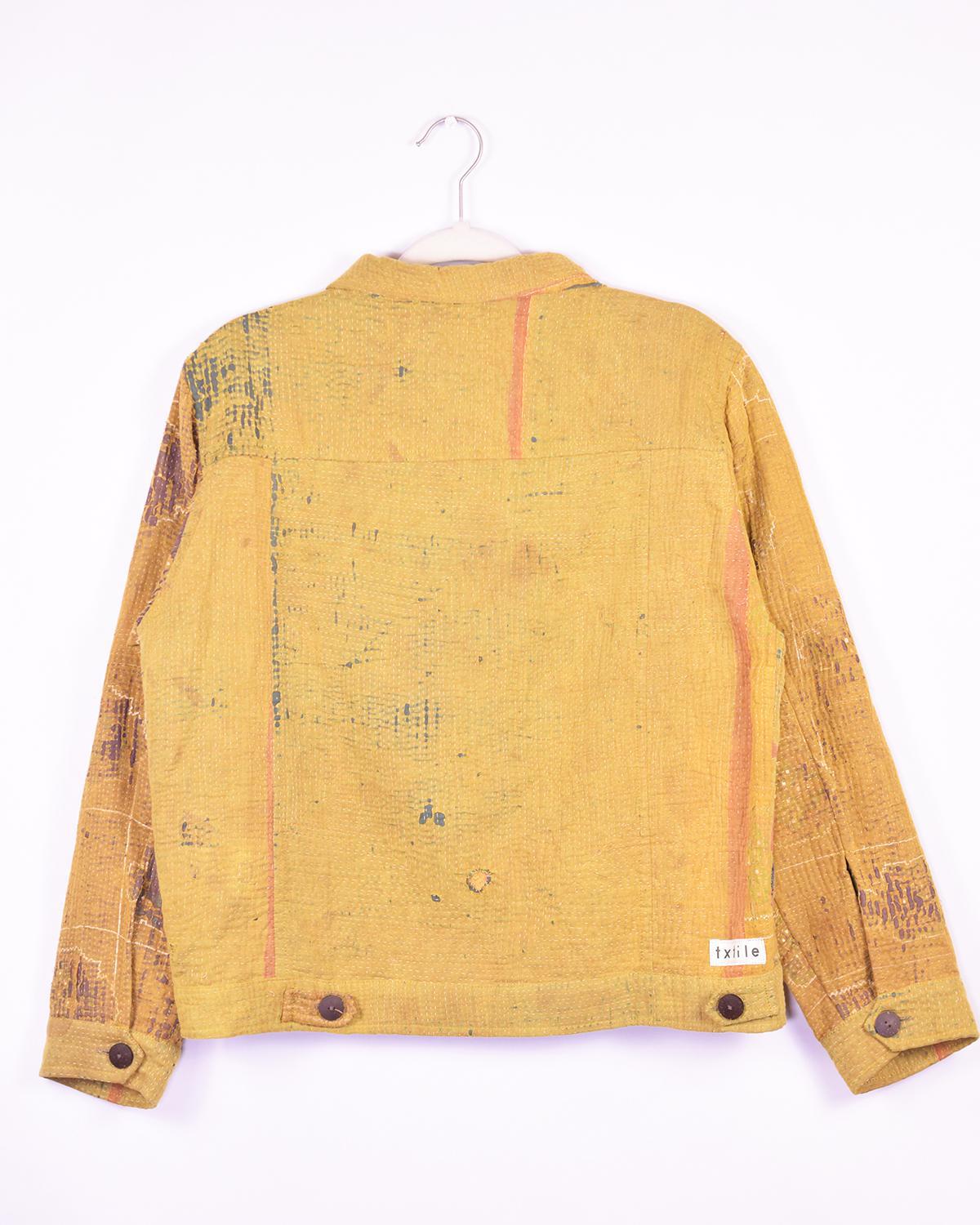 Txtile Alfie Chore Jacket Mustard Yellow Size Large - Quilted Patchwork Kantha Jacket