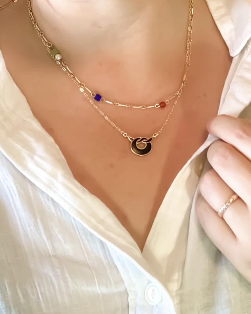 Michelle Starbuck Forest Green Overhand Knot Necklace