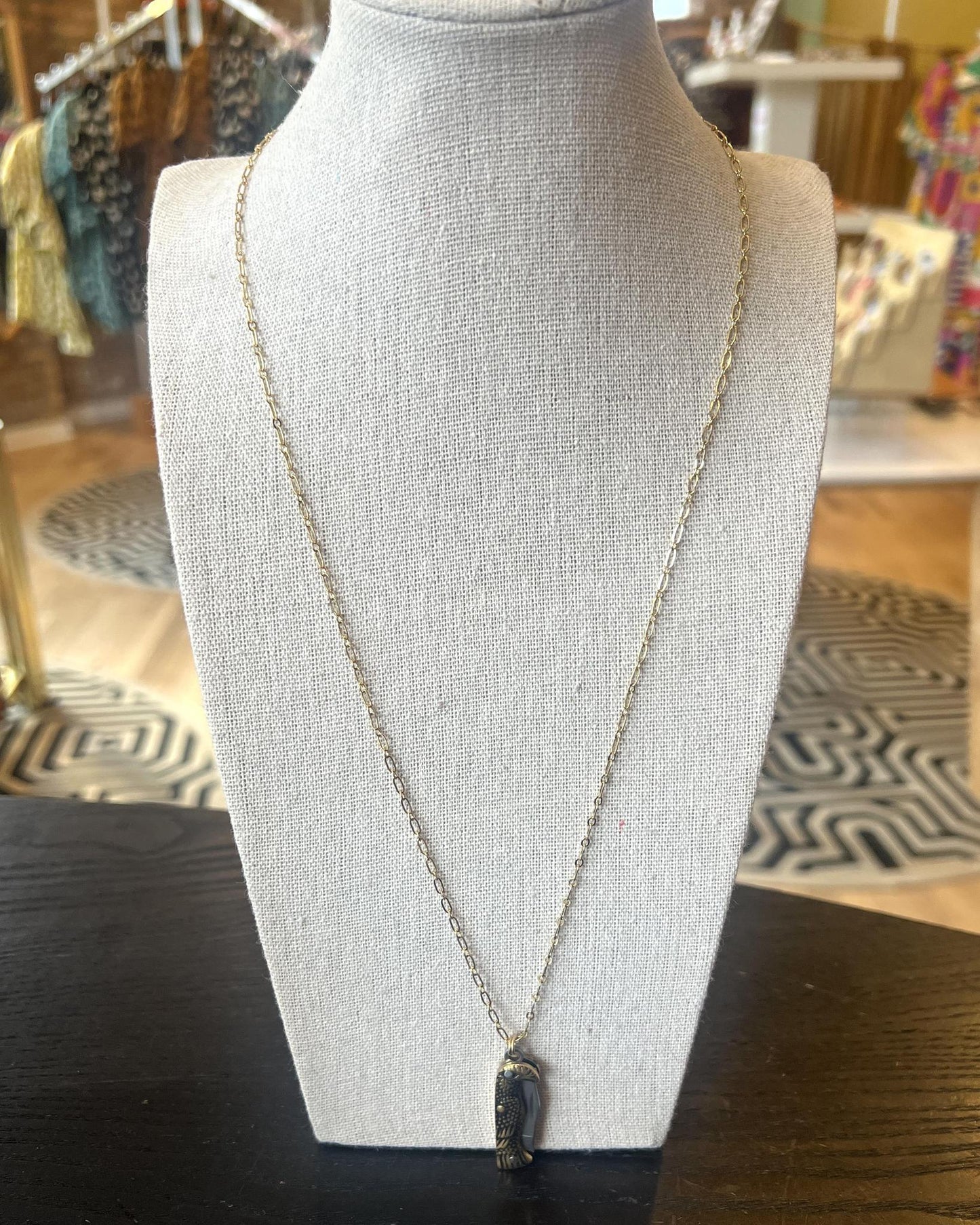 1979 Jewelry Knife Necklace 1.5 inch Eagle on 24kt Gold Plated Chain