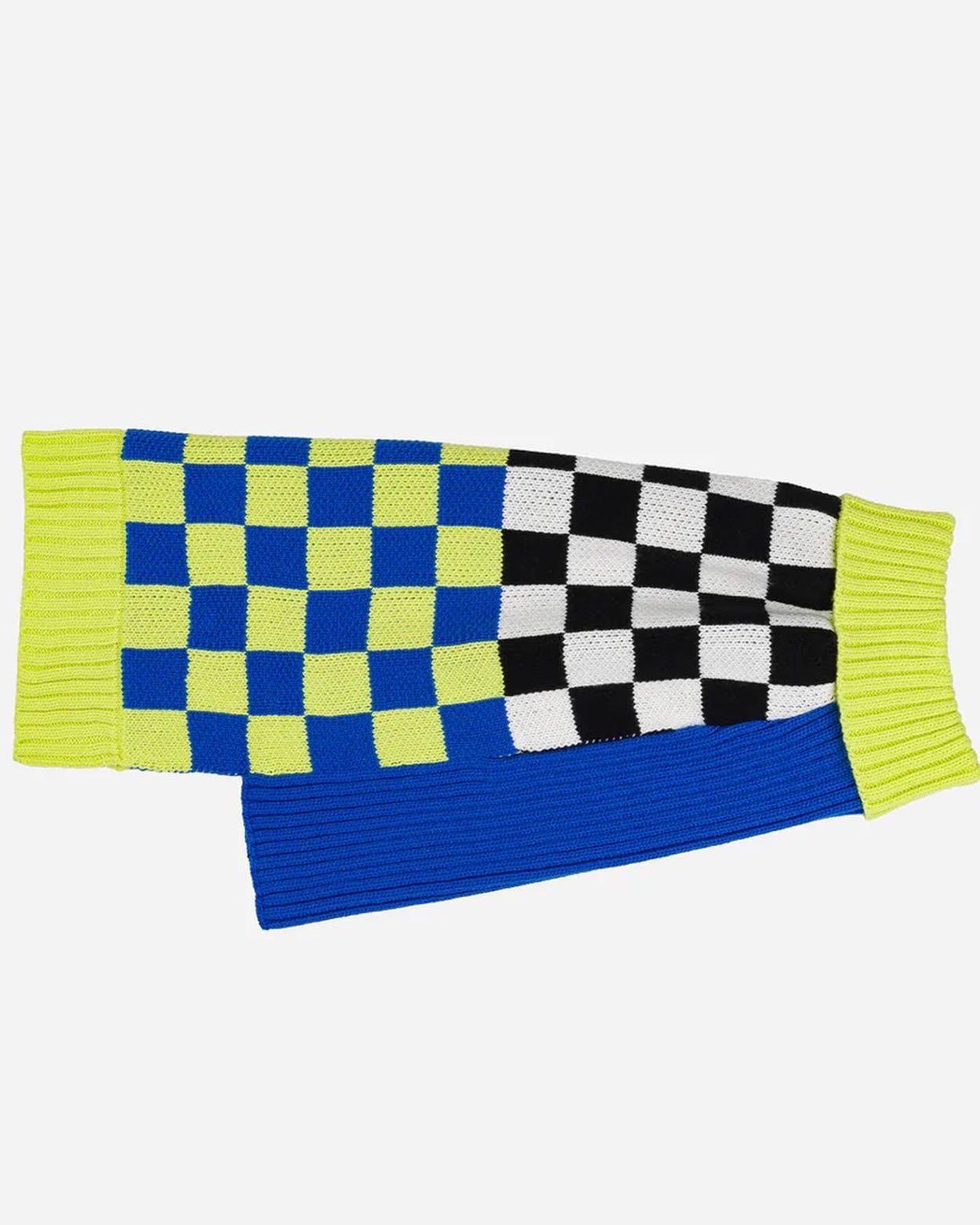 Verloop Checkerboard Dog Sweater - Lime Cobalt