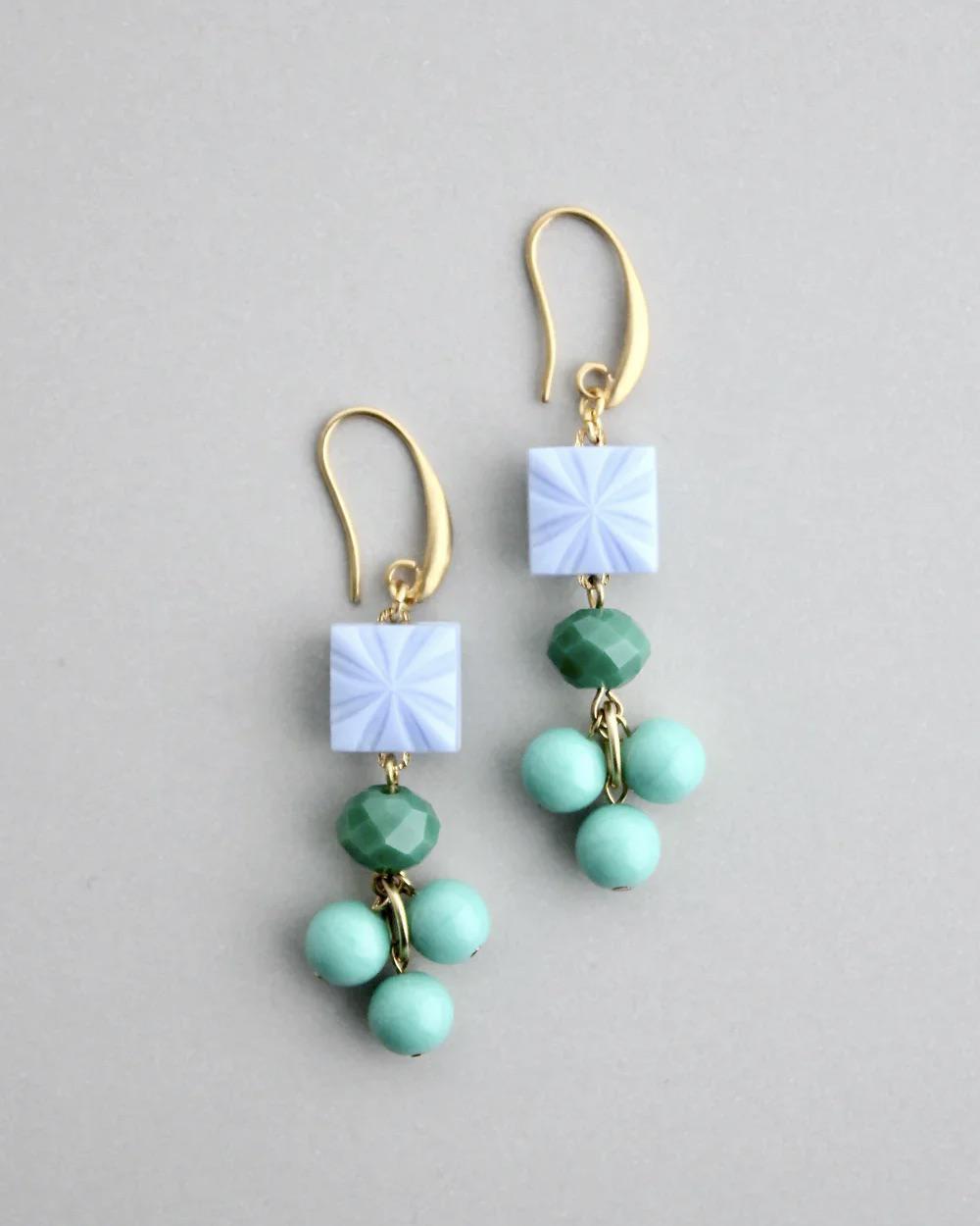 David Aubrey Periwinkle Green and Turquoise Earrings