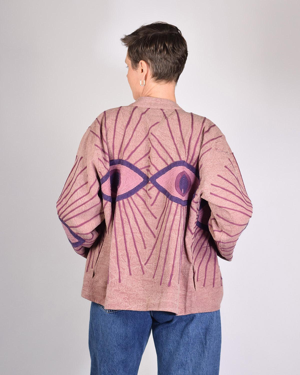 Txtile Dusty Light Mauve Lightweight Evil Eye Canvas Embroidered Jacket