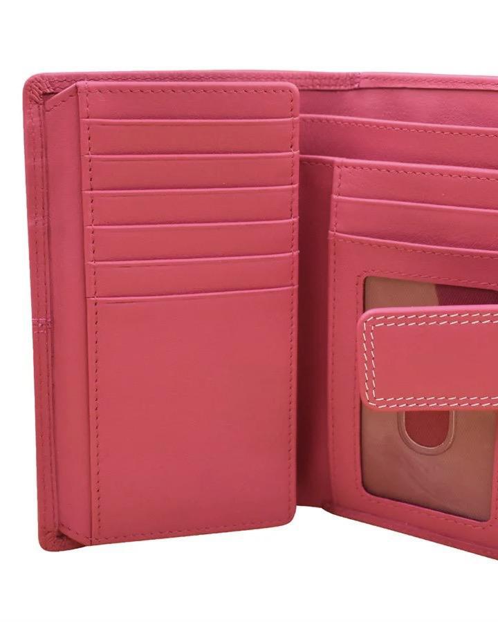 ili Leather Midi Wallet in Indian Pink