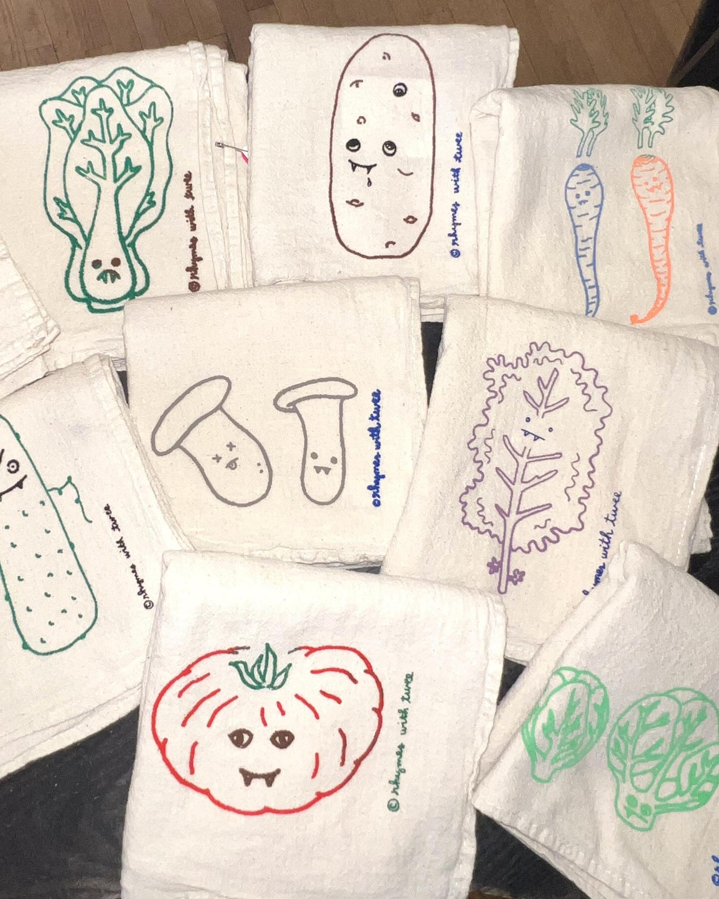 Rhymes with Twee Veggie Vampire Tea Towel - Rocky Bok Choy