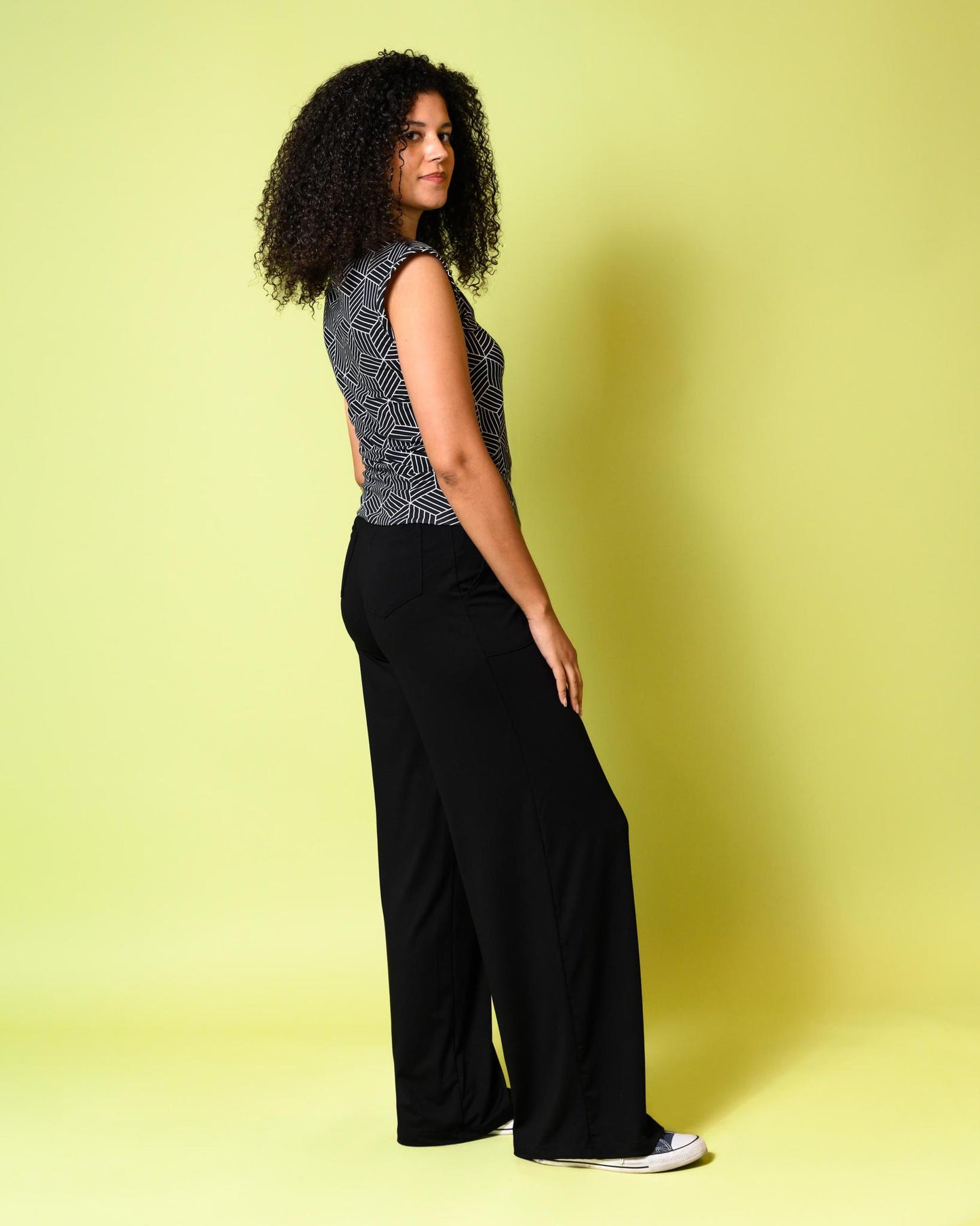 Squasht Wide Leg Long Length Pants in Black