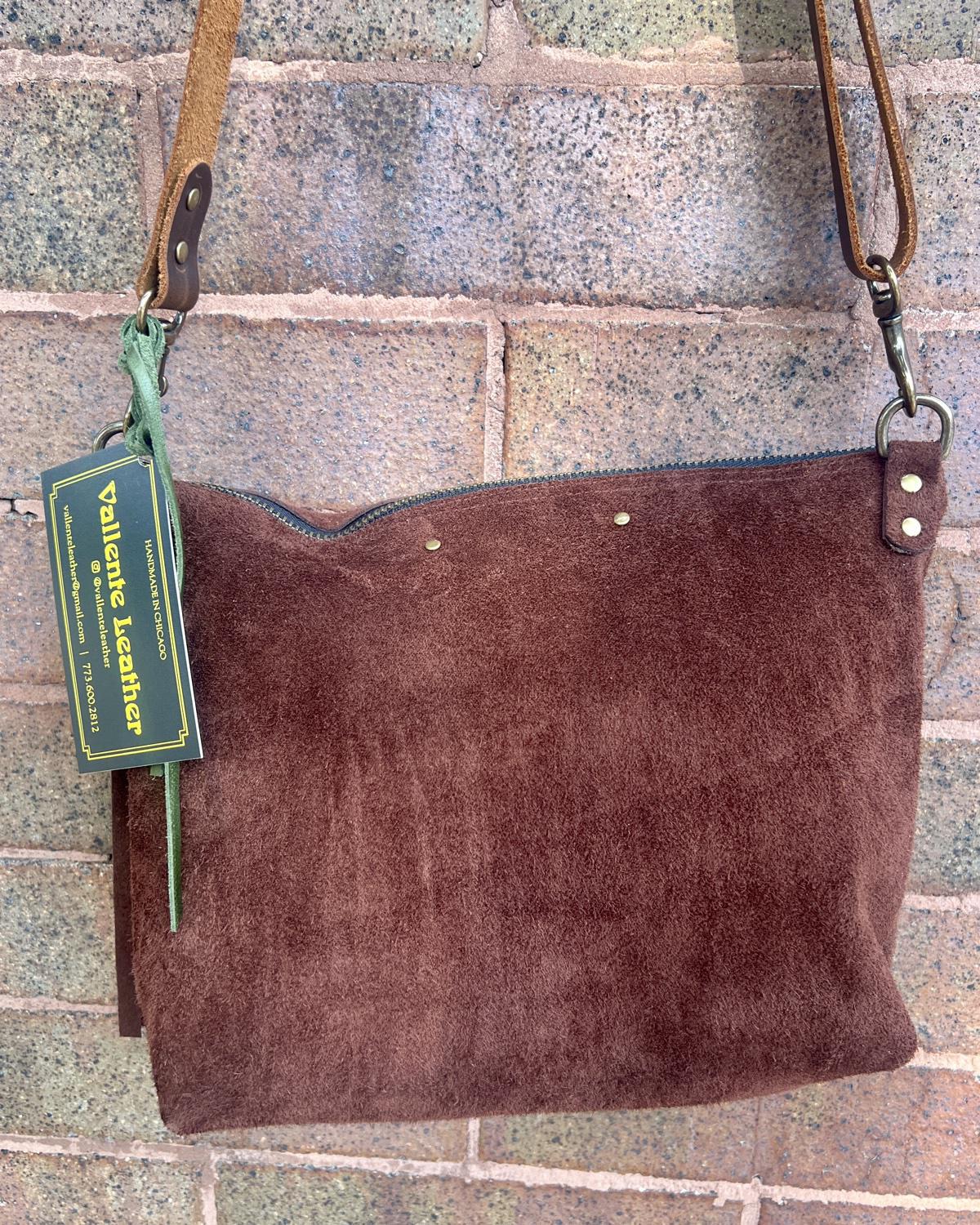 Vallente Leather Fringe Handbag in Mahogany
