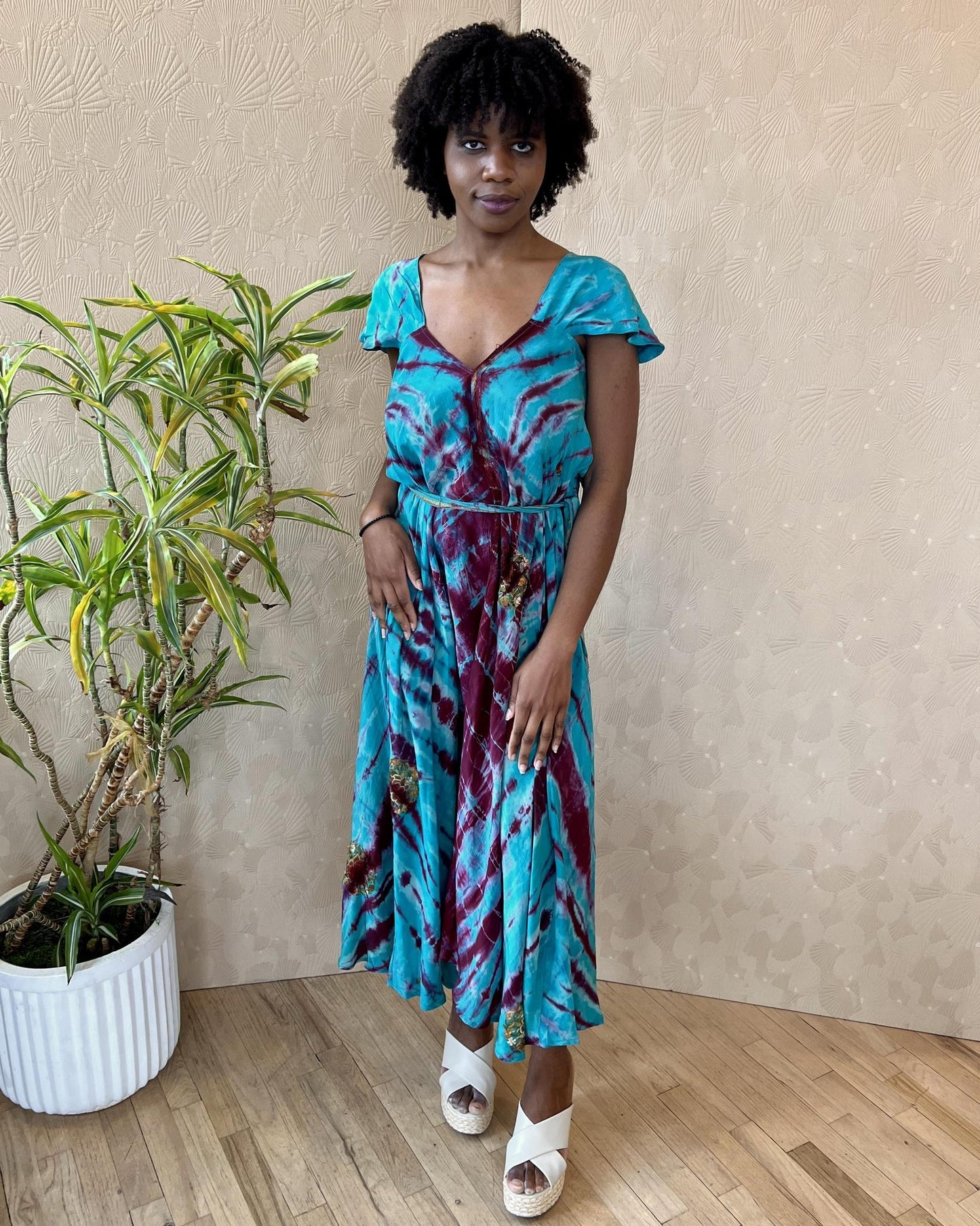 Indie Ella Venus Maxi Dress in Turquoise Dreams Tie Dye - Size S/M