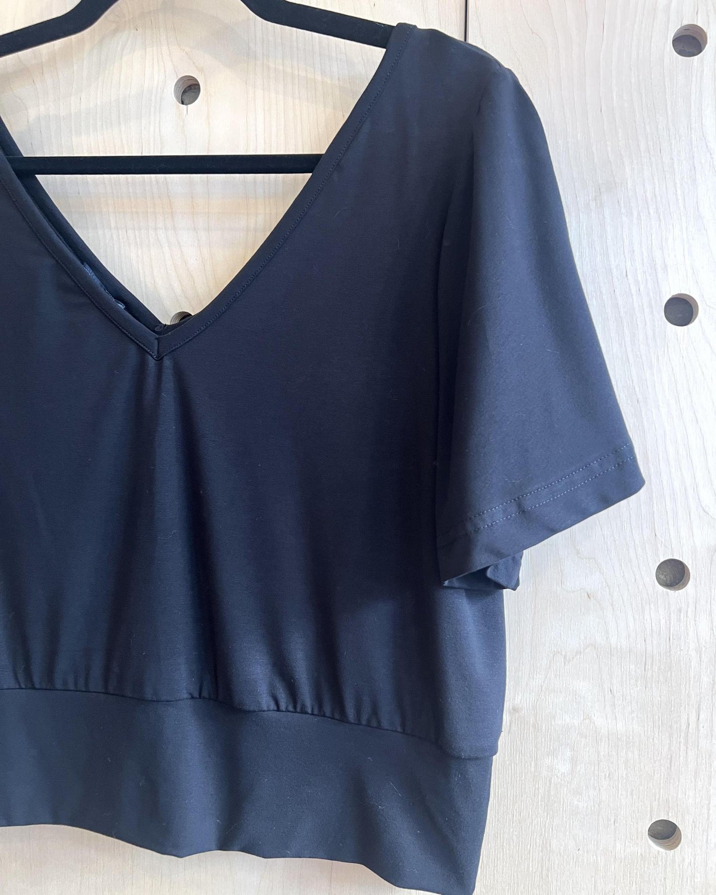 Squasht Bell Sleeve Ballet Top in Black
