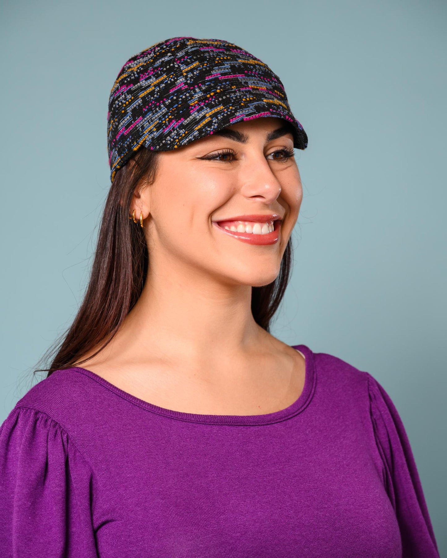 Squasht Reversible Bella Hat in Multicolored Sketch Boucle