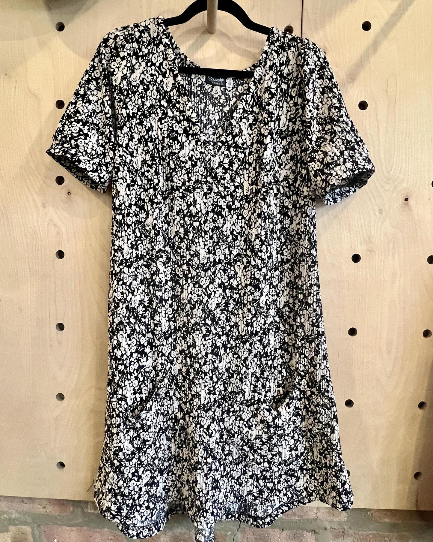 PRE-ORDER Squasht Winifred Dress in Black and White Ditsy Floral Print