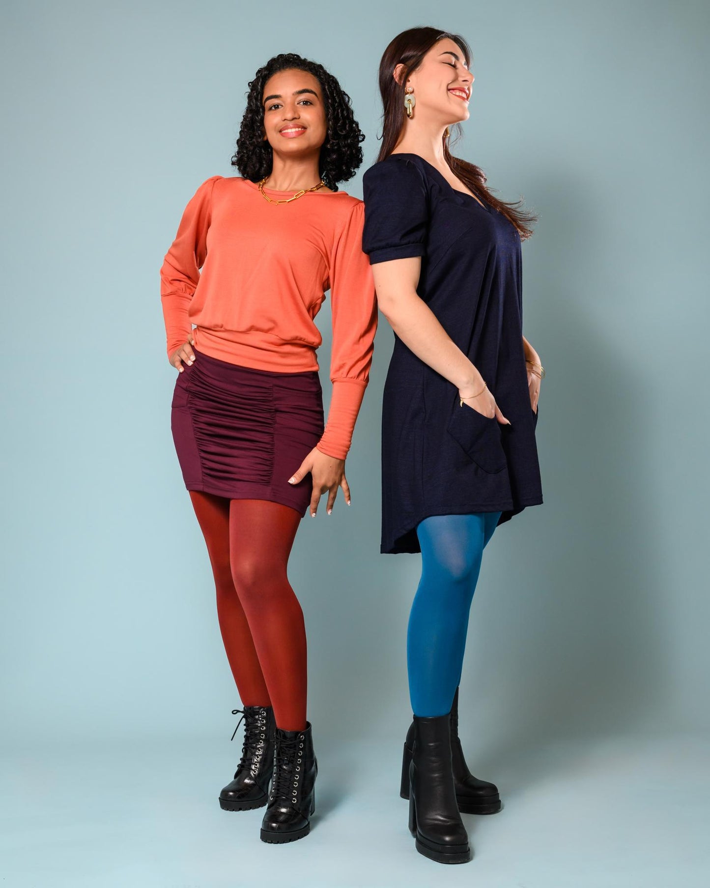 Squasht Ruched Mini Skirt in Merlot