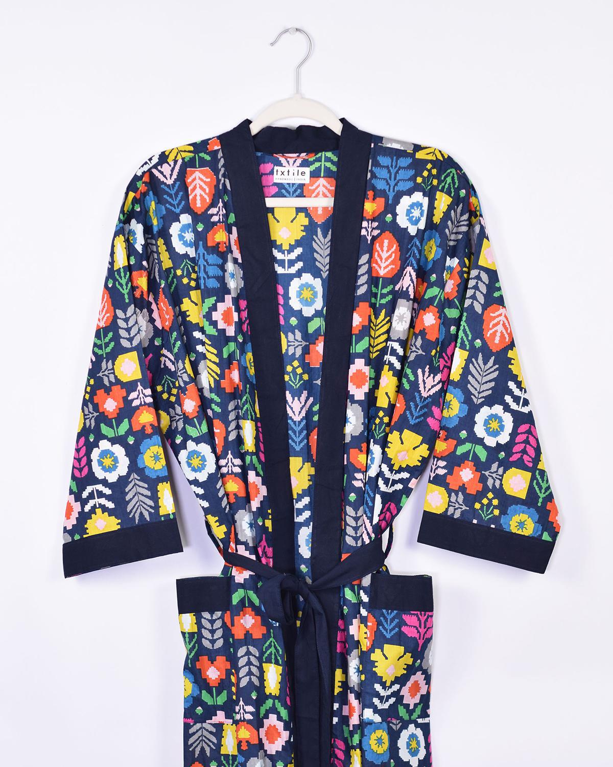 Txtile Lightweight Cotton Robe - Geo Garden Print
