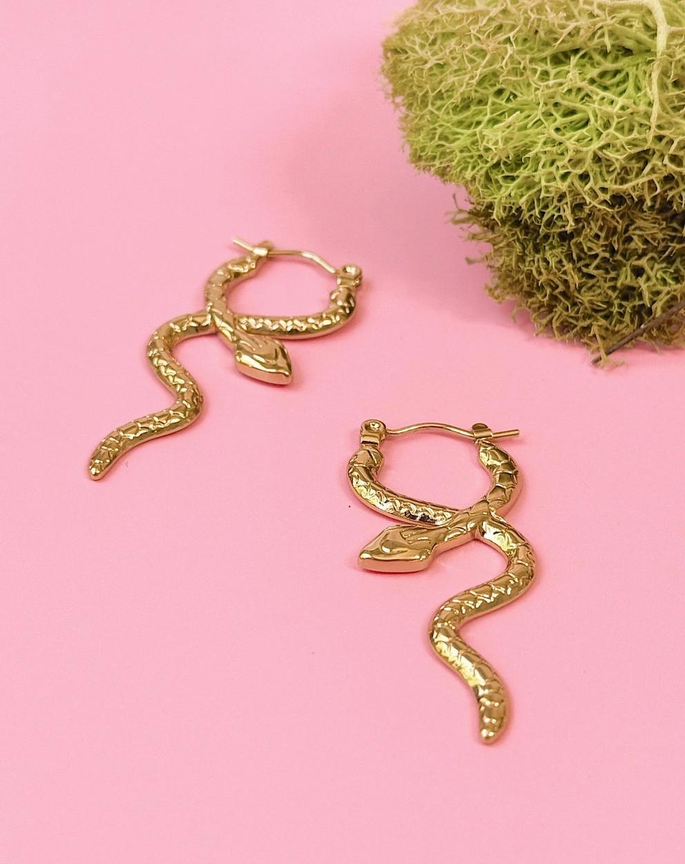 Golden Hour Twisted Snake Dangle Earrings