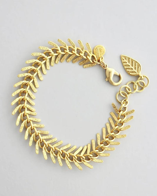 David Aubrey Gold Chain Fish Bone Bracelet
