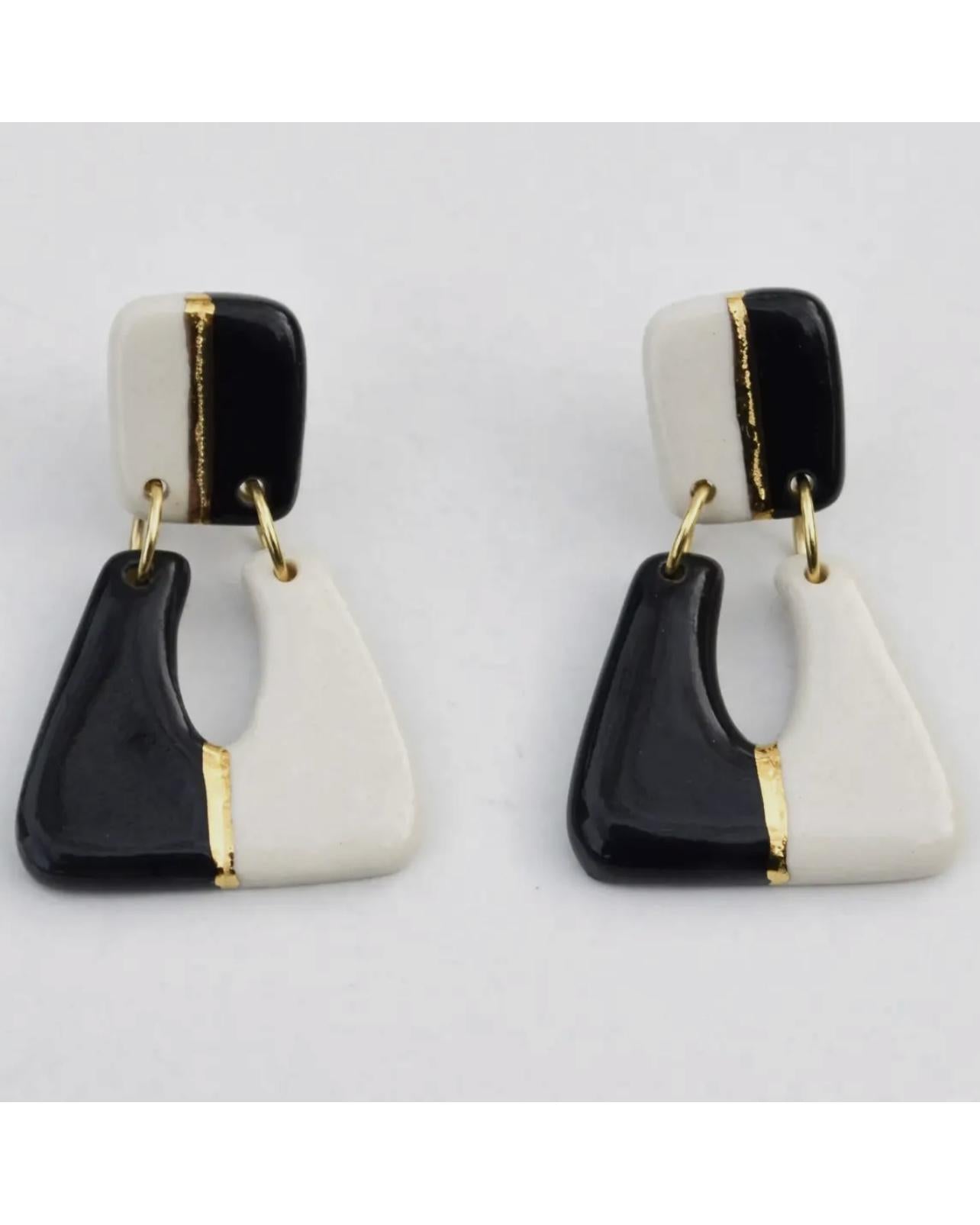Lilikoi Project Mod Drop Earrings Black and White