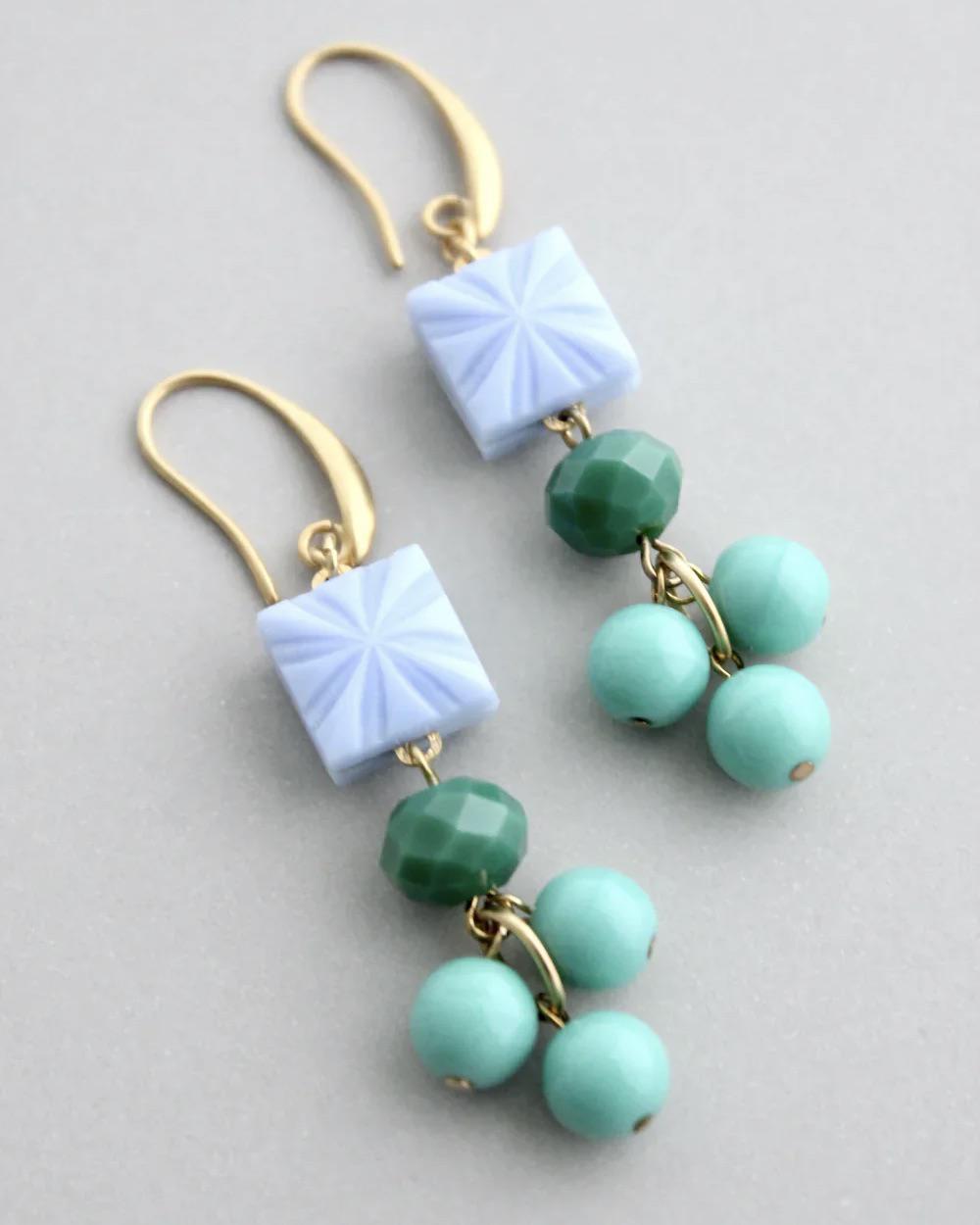 David Aubrey Periwinkle Green and Turquoise Earrings