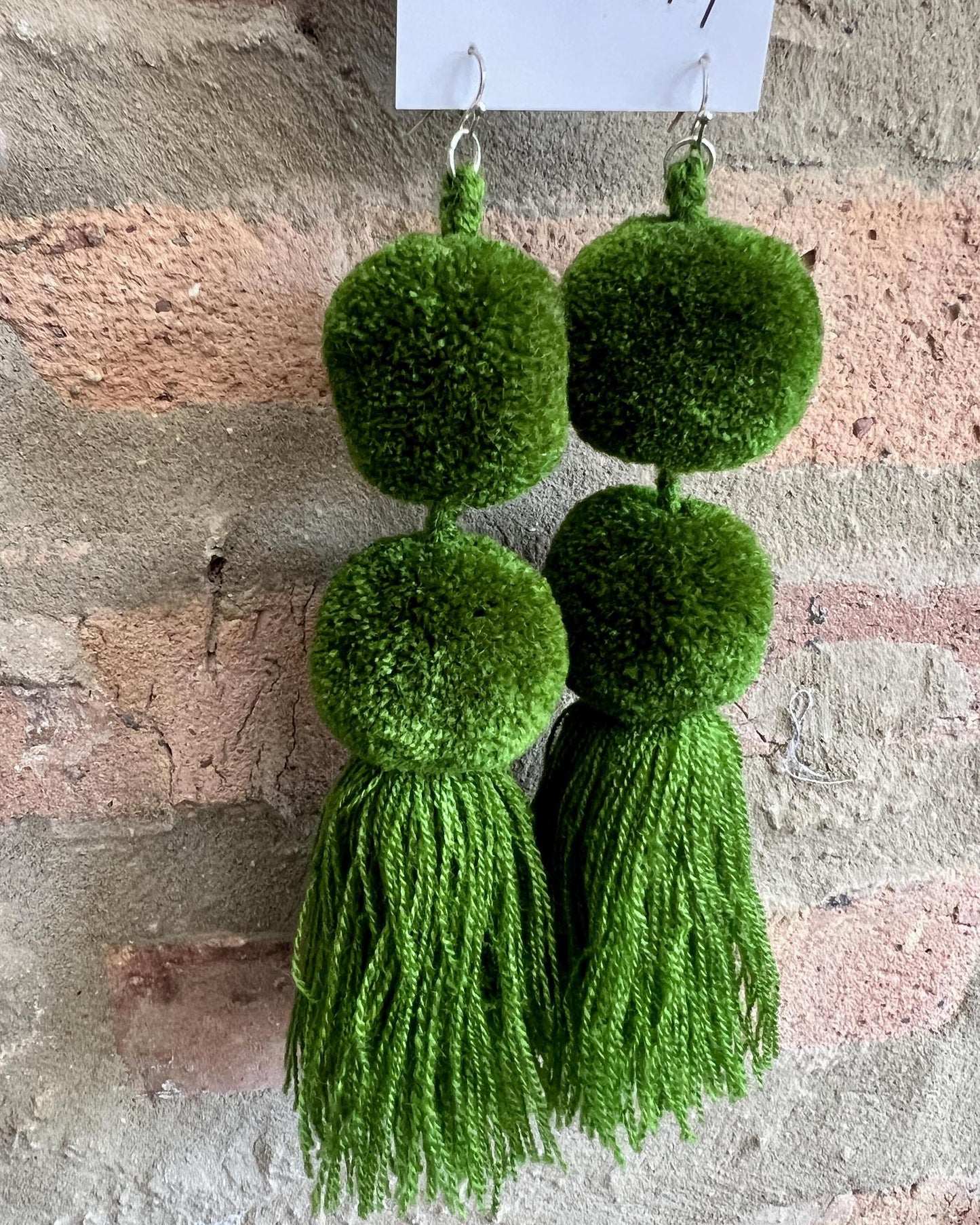 SWIETstuff Extra Large Pom Pom Earrings Forest Green