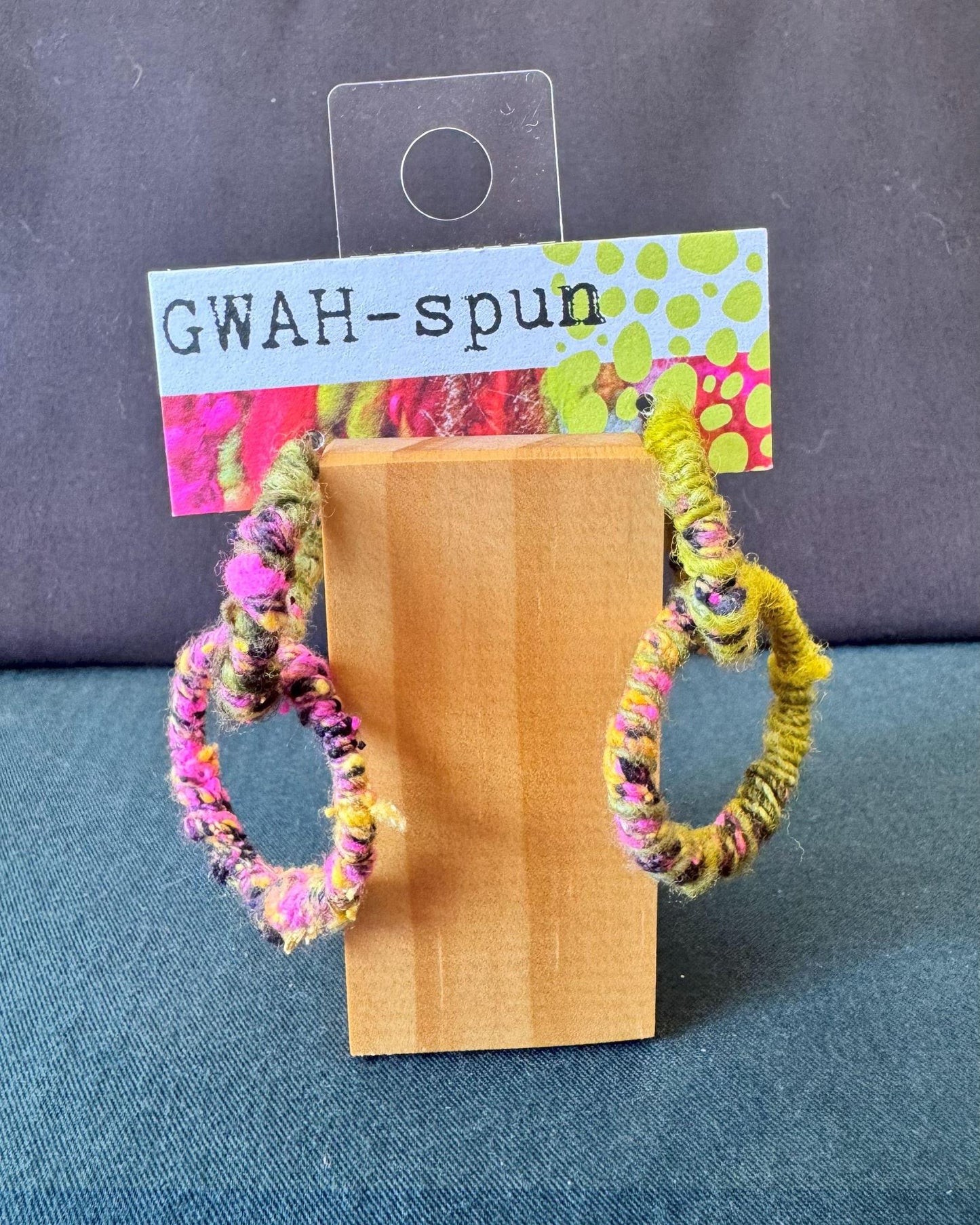 GWAH-spun Hoop Earrings - Double Olive & Pink Multicolor