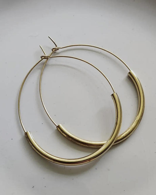 Sara Sela Brass Teardrop Hoop Earrings