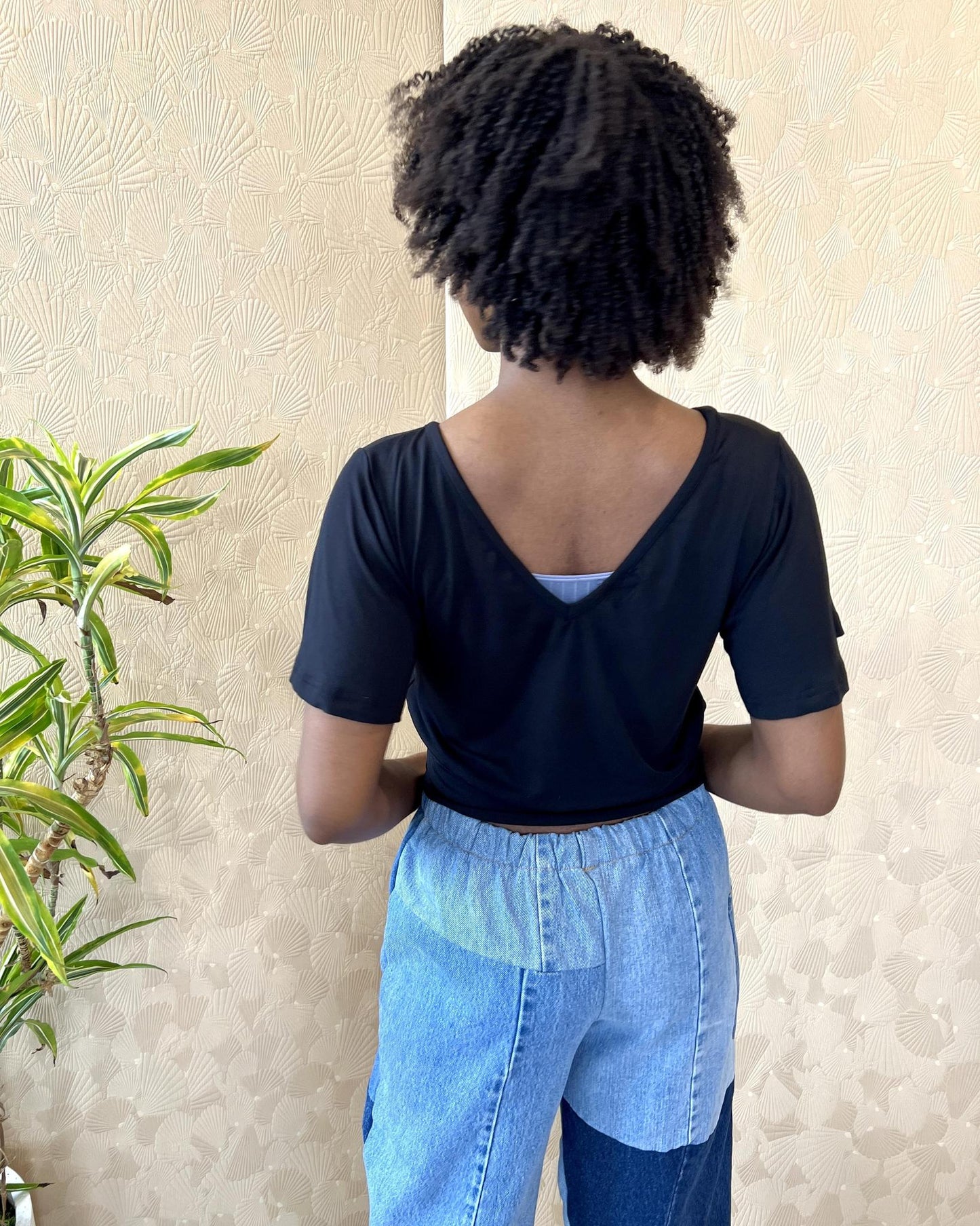 Squasht Bell Sleeve Ballet Top in Black