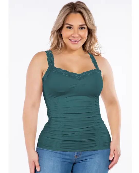 M Rena Plus Size Seamless Cami Corset Look with Lace in Balsam