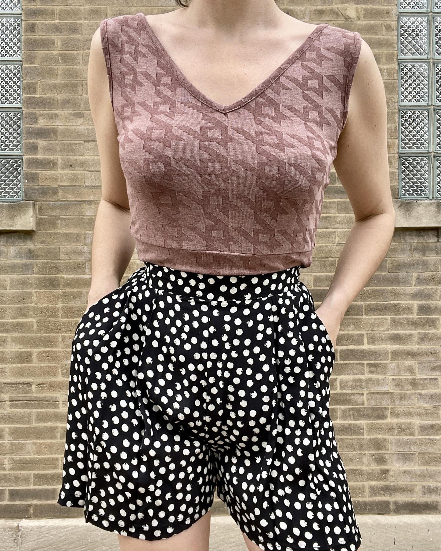 Squasht Ballet Top in Blush Pink Houndstooth