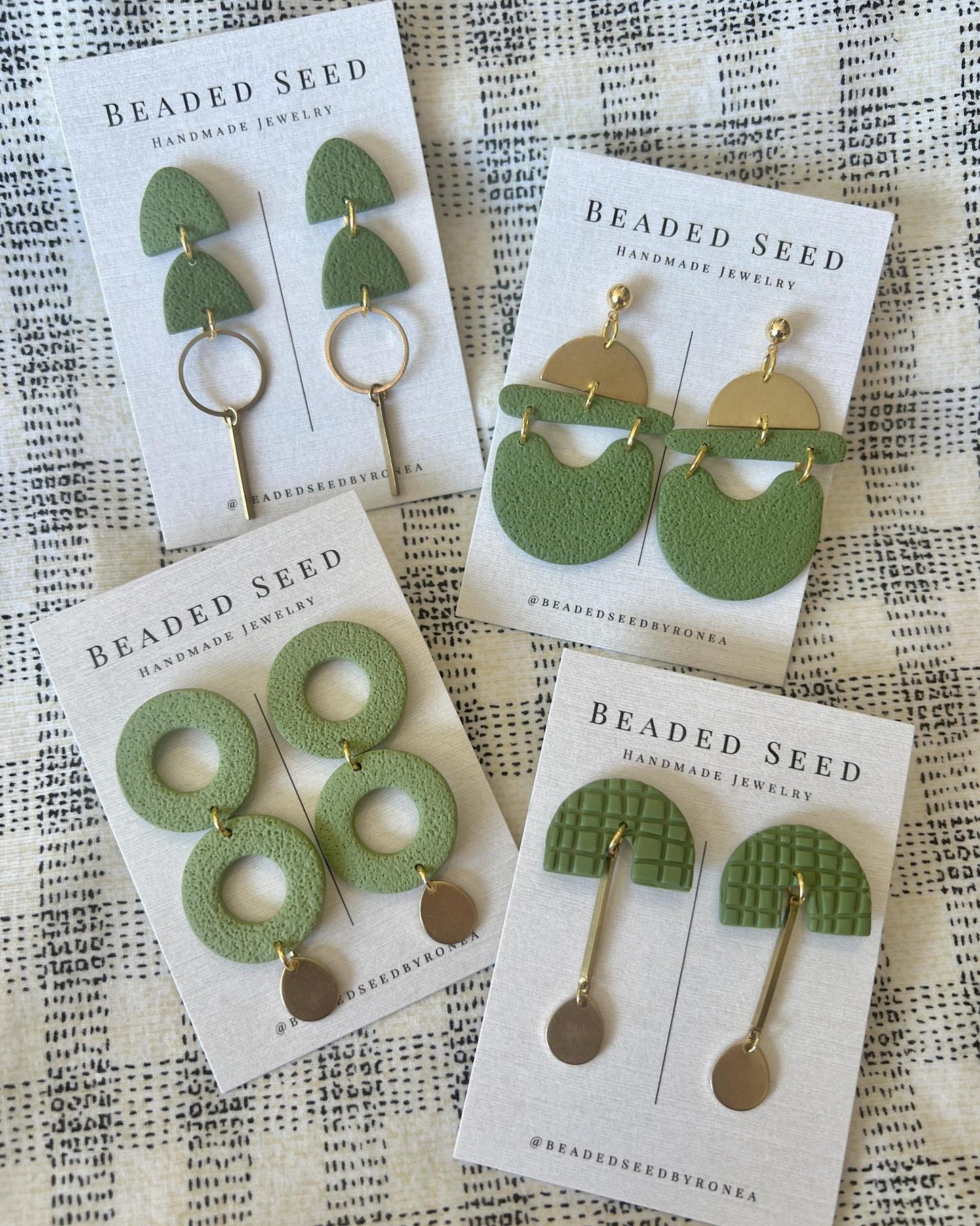 Beaded Seed by Ronea Luca Earrings in Spanish Olive
